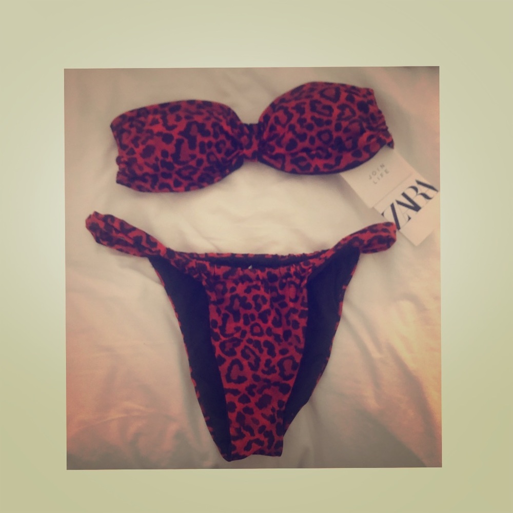 Zara orange leopard print swimsuit/bikini